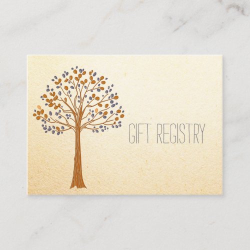 Fall tree  fall wedding gift registry enclosure card