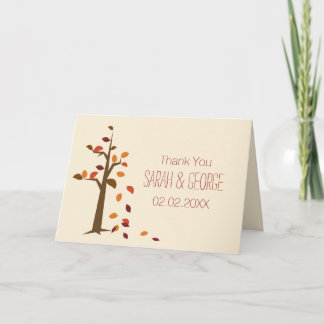 Fall, tree fall wedding Thank You Card