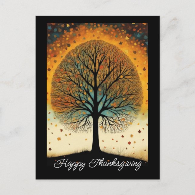 Fall Tree Fine Art Holiday Thanksgiving Postcard (Front)