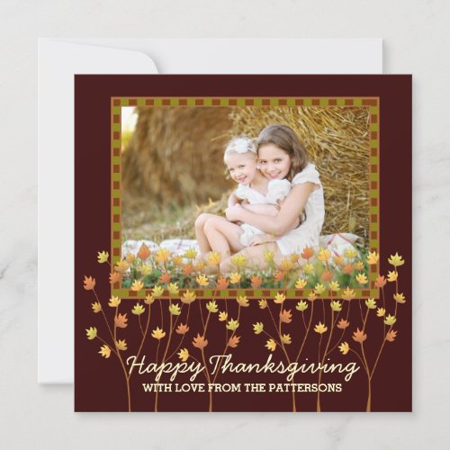 Fall Tree Happy Thanksgiving Square Photo Card