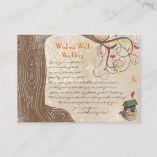 Fall Tree Initials Yellow Orange Wishing Well Enclosure Card