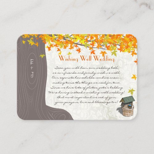 Fall Tree Initials Yellow Orange Wishing Well Enclosure Card