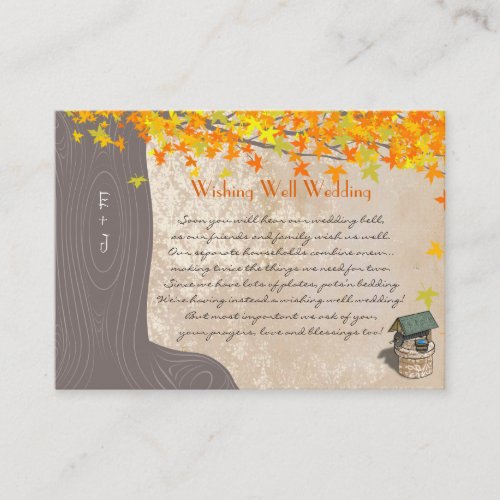 Fall Tree Initials Yellow Orange Wishing Well Enclosure Card