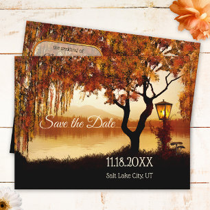 Fall Tree Lake View Save the Date Postcard