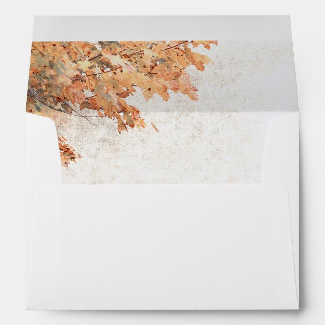 Fall Tree Leaves Rustic Country Wedding Envelope (Back (Bottom))