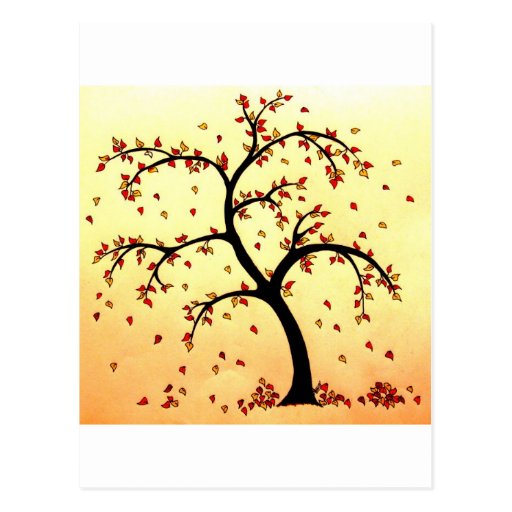 Fall Tree Pencil Drawing Postcard | Zazzle