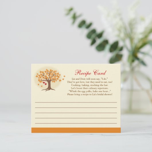 Fall Tree Recipe Card Invitation (Standing Front)