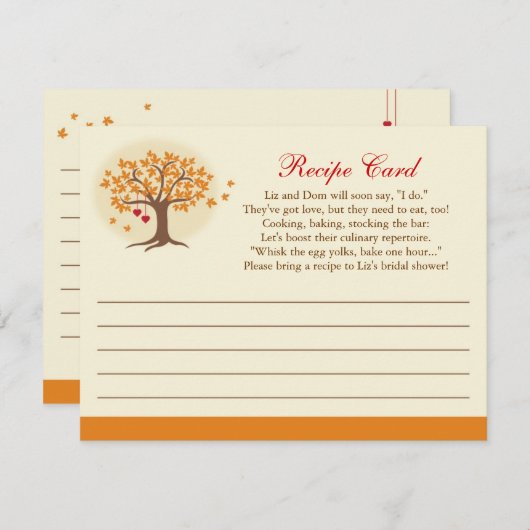 Fall Tree Recipe Card Invitation (Front/Back)