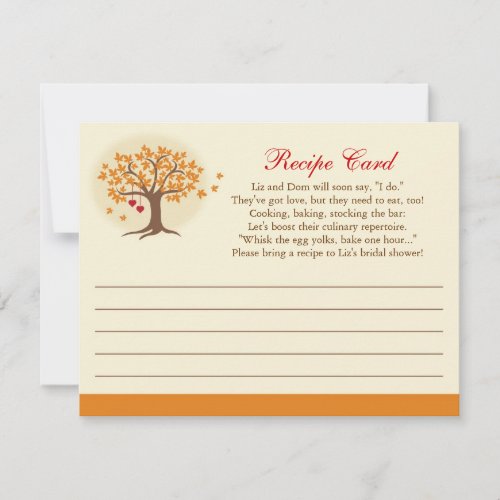 Fall Tree Recipe Card Invitation