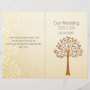 Fall tree,Rustic Wedding bi fold Wedding program