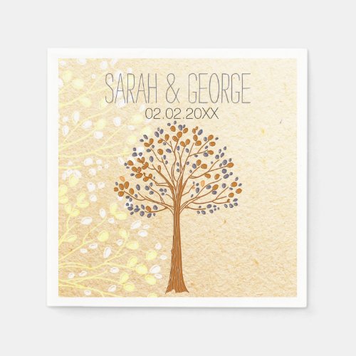 fall tree Rustic Wedding personalized napkins