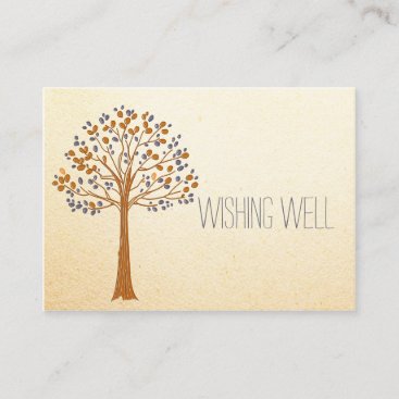 Fall tree, Rustic Wedding wishing well Enclosure Card