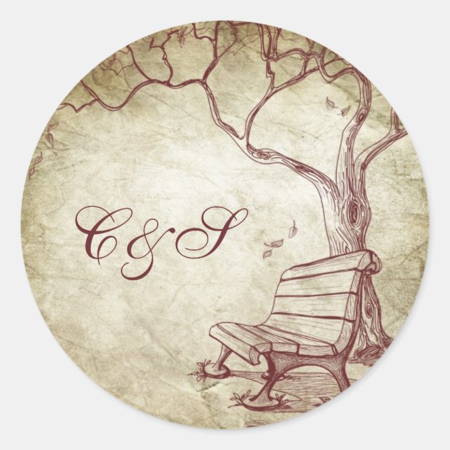 Fall Tree Wedding Favor Stickers (Front)