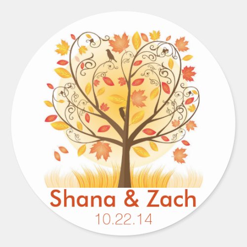 Fall Tree Wedding Sticker _ Autumn Wedding Labels