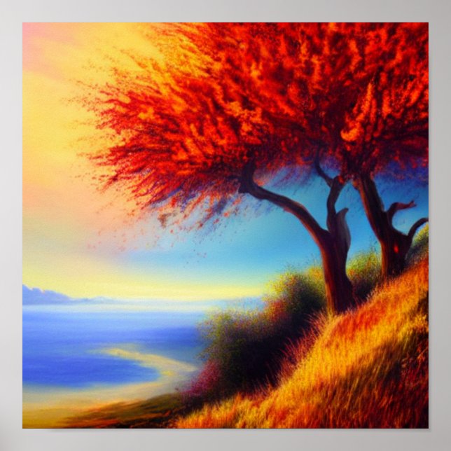 Fall Trees Along a Path Poster (Front)