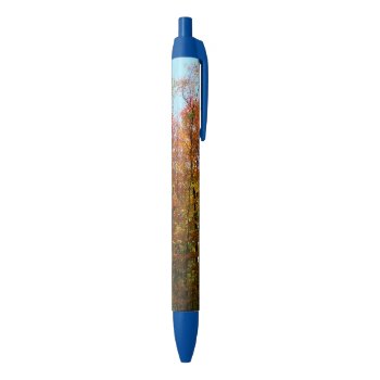 Fall Trees And Blue Sky Autumn Nature Photography Blue Ink Pen by mlewallpapers at Zazzle