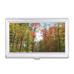 Fall Trees and Blue Sky Autumn Nature Photography Business Card Holder