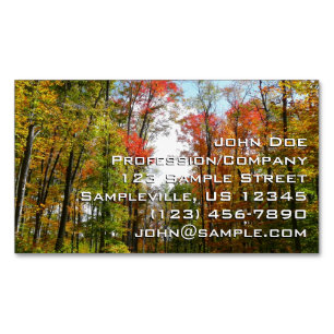 Fall Trees and Blue Sky Autumn Nature Photography Business Card Magnet