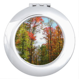 Fall Trees and Blue Sky Autumn Nature Photography Compact Mirror
