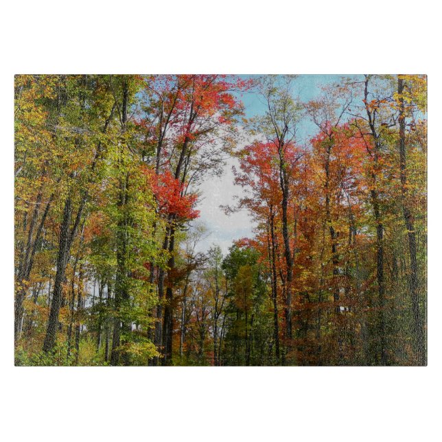 Fall Trees and Blue Sky Autumn Nature Photography Cutting Board (Front)