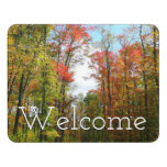Fall Trees and Blue Sky Autumn Nature Photography Door Sign