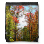 Fall Trees and Blue Sky Autumn Nature Photography Drawstring Bag