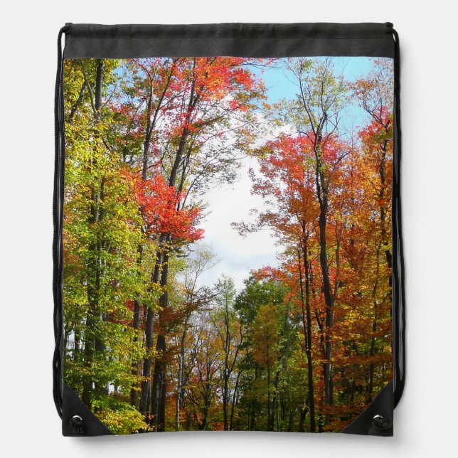 Fall Trees and Blue Sky Autumn Nature Photography Drawstring Bag (Front)