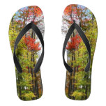 Fall Trees and Blue Sky Autumn Nature Photography Flip Flops