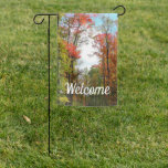 Fall Trees and Blue Sky Autumn Nature Photography Garden Flag