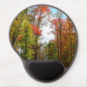 Fall Trees and Blue Sky Autumn Nature Photography Gel Mouse Pad