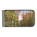 Fall Trees and Blue Sky Autumn Nature Photography Gunmetal Finish Money Clip