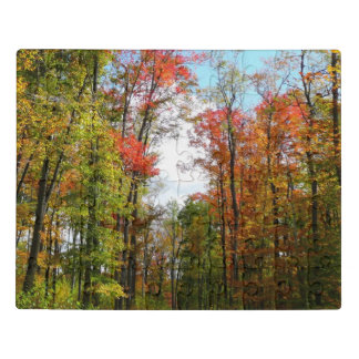 Fall Trees and Blue Sky Autumn Nature Photography Jigsaw Puzzle