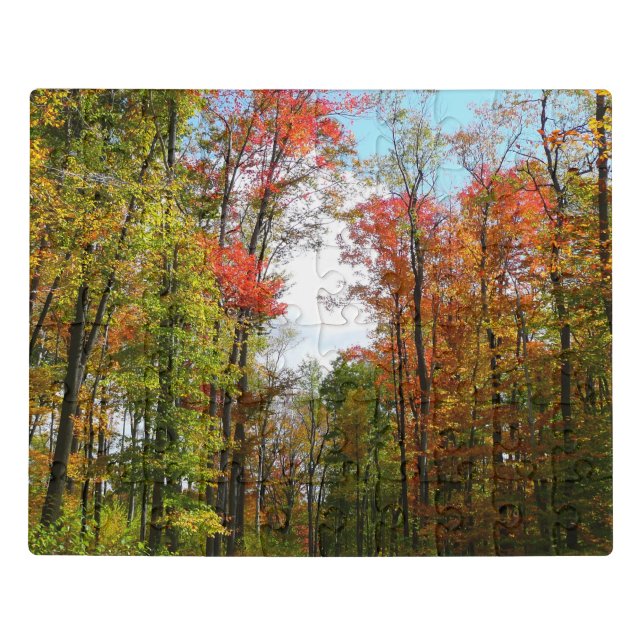 Fall Trees and Blue Sky Autumn Nature Photography Jigsaw Puzzle (Puzzle Horizontal)
