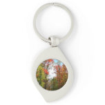 Fall Trees and Blue Sky Autumn Nature Photography Keychain
