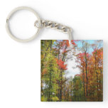 Fall Trees and Blue Sky Autumn Nature Photography Keychain