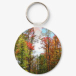 Fall Trees and Blue Sky Autumn Nature Photography Keychain