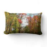 Fall Trees and Blue Sky Autumn Nature Photography Lumbar Pillow