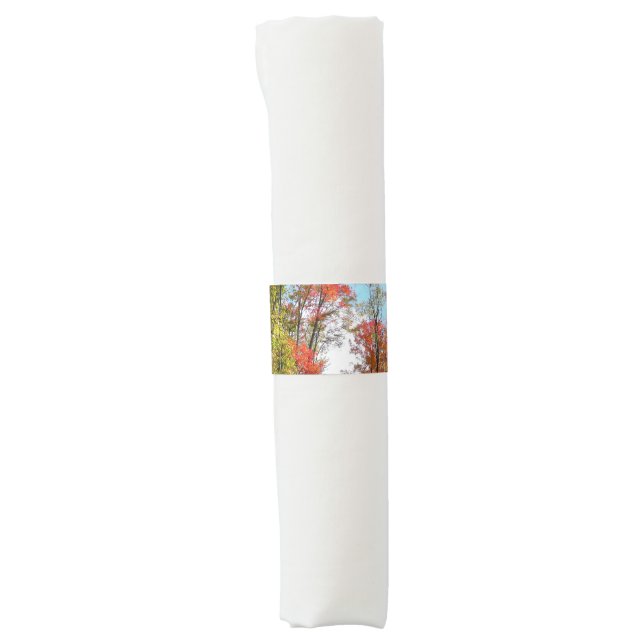Fall Trees and Blue Sky Autumn Nature Photography Napkin Bands (Front)
