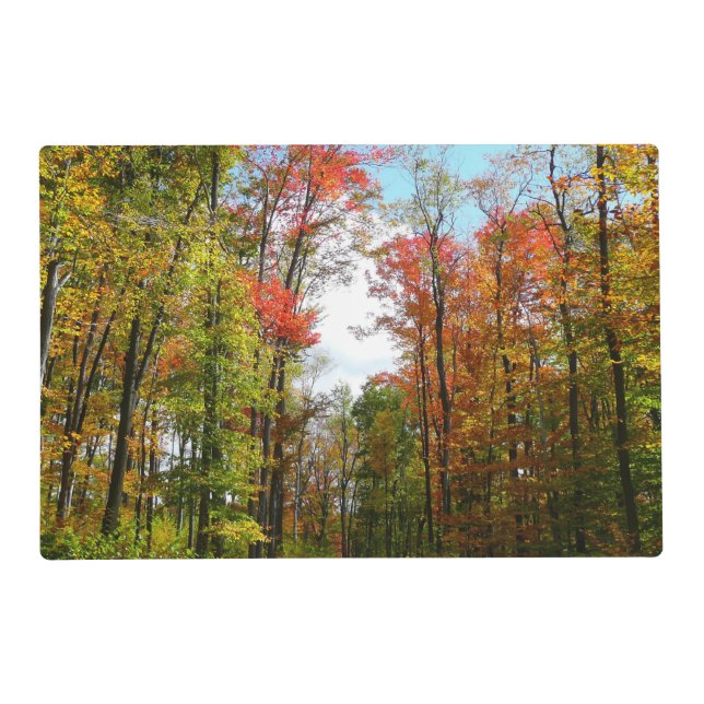 Fall Trees and Blue Sky Autumn Nature Photography Placemat (Front)