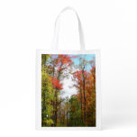 Fall Trees and Blue Sky Autumn Nature Photography Reusable Grocery Bag