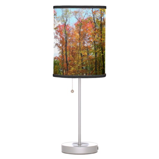 Fall Trees and Blue Sky Autumn Nature Photography Table Lamp (Right)