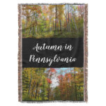Fall Trees and Blue Sky Autumn Nature Photography Throw Blanket