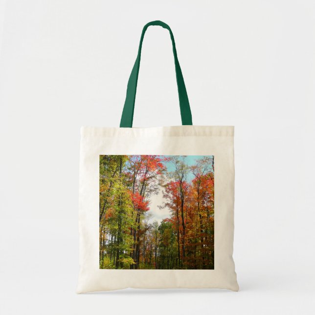 Fall Trees and Blue Sky Autumn Nature Photography Tote Bag (Front)