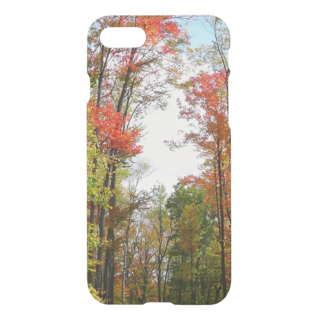 Fall Trees and Blue Sky Autumn Nature Photography Uncommon iPhone Case (Back)