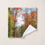 Fall Trees and Blue Sky Autumn Nature Photography Wash Cloth