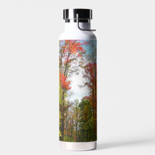 Fall Trees and Blue Sky Autumn Nature Photography Water Bottle