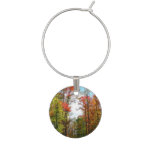 Fall Trees and Blue Sky Autumn Nature Photography Wine Glass Charm