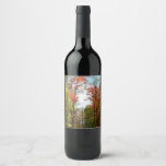 Fall Trees and Blue Sky Autumn Nature Photography Wine Label