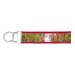 Fall Trees and Blue Sky Autumn Nature Photography Wrist Keychain
