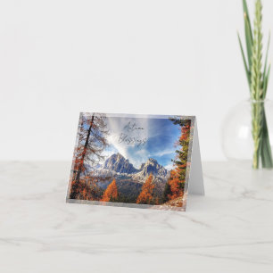 Fall trees and mountain with custom text card